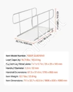 Alumininis neįgaliųjų vežimėlių pandusas su turėklais 181 x 83 cm, 453 kg - Image 7