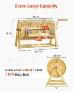 Auksinis loterijos būgnas su stovu, talpa iki 2500 bilietų arba 100 kamuoliukų - Image 2