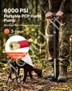 Aukšto slėgio rankinė PCP pompa 3 pakopų, iki 413 bar (6000 PSI) - Image 2