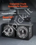 Automobilinis žemų dažnių garsiakalbis 1200 W RMS su stiprintuvu ir laidų rinkiniu - Image 2