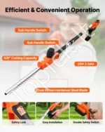 Baterijinis teleskopinis gyvatvorių žirklių rinkinys 20V, 45 cm ašmenys - Image 2