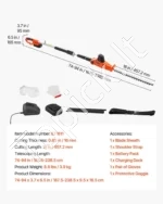 Baterijinis teleskopinis gyvatvorių žirklių rinkinys 20V, 45 cm ašmenys - Image 7