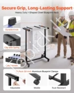Brėžinių stovas su 12 aliuminio spaustukų, reguliuojamas, mobilus - Image 2
