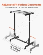 Brėžinių stovas su 12 aliuminio spaustukų, reguliuojamas, mobilus - Image 3