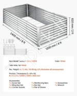 Cinkuota pakelta sodo lysvė 240 x 120 x 62 cm, metalinė gėlių ir daržovių dėžė - Image 7