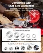 Diskinio pjūklo ašmenų galąstuvas 370W, 80–700 mm, su 6 centravimo adapteriais - Image 4