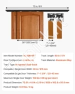 Dvipusė stumdomų durų bėgelių sistema 182,9 cm dviejų varčių durims - Image 7