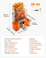 Elektrinė citrusinių vaisių sulčiaspaudė su čiaupu 120 W, 20 vnt./min. kavinėms ir restoranams - Image 7