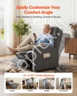 Elektrinis pakeliamas poilsio krėslas (recliners) senjorams, šviesiai pilkas 63 x 86 x 101,5 cm - Image 2