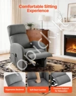 Elektrinis pakeliamas poilsio krėslas (recliners) senjorams, šviesiai pilkas 63 x 86 x 101,5 cm - Image 5