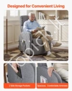 Elektrinis pakeliamas poilsio krėslas (recliners) senjorams, šviesiai pilkas 63 x 86 x 101,5 cm - Image 7