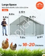 Erdvus metalinis vištų voljeras/narvas 3 x 3 x 2 m su stogu - Image 2