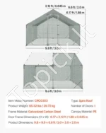 Erdvus metalinis vištų voljeras/narvas 3 x 3 x 2 m su stogu - Image 7