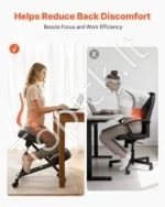 Ergonominė klaupto tipo kėdė be atlošo su ratukais, reguliuojamo aukščio, juoda 40 x 29,5 cm - Image 3
