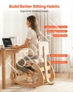 Ergonominė klūpima kėdė su atlošu, mediniu rėmu ir reguliuojamu aukščiu - Image 2