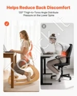 Ergonominė klūpima kėdė su atlošu, mediniu rėmu ir reguliuojamu aukščiu - Image 3
