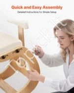 Ergonominė klūpima kėdė su atlošu, mediniu rėmu ir reguliuojamu aukščiu - Image 6