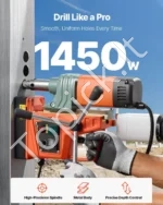 Galingas magnetinis gręžtuvas 8880E 1450W su 6 karūninių grąžtų rinkiniu, iki 50 mm, 13000 N - Image 2