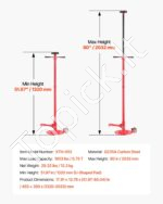 Hidraulinė atrama pokėlimo keltuvui 3/4 tonos su dviem ratais, reguliuojamas aukštis nuo 1320 iki 2032 mm - Image 7