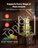 Hidroponinė kolona 30 augalų, 6 pakopų su LED apšvietimu ir talpykla namams - Image 4