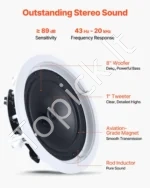 Įmontuojamos lubinės garso kolonėlės 203 mm, 150 W, 2-jų juostų Hi-Fi garso sistema luboms ir sienoms - Image 4