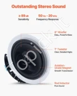 Įmontuojamos lubinės garso kolonėlės 203 mm su Bluetooth ir stiprintuvu, 2-jų juostų sistema, pora - Image 4