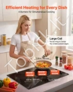 Indukcinė kaitlentė 60 cm, 4 degikliai, įmontuojama, 7000W, stiklo keramika - Image 2