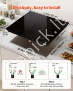 Indukcinė kaitlentė 60 cm, 4 degikliai, įmontuojama, 7000W, stiklo keramika - Image 5