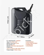 Juodas metalinis kuro kanistras 20 l, su piltuvu ir tridube rankena, Juoda - Image 7
