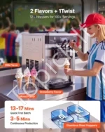Komercinis minkštųjų ledų aparatas 2200 W su 3 skoniais ir 2 x 6 l talpos bunkeriais - Image 5