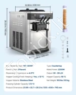 Komercinis minkštųjų ledų aparatas 2200 W su 3 skoniais ir 2 x 6 l talpos bunkeriais - Image 7