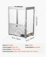 Komercinis traškučių ir užkandžių šildytuvas-vitrina 80 L 500 x 335 x 670 mm, nerūdijantis plienas - Image 7