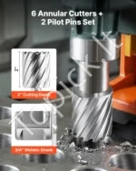 Kūginiai greitapjovio plieno grąžtai , magnetinėms gręžimo staklėms, 8 dalių rinkinys, 50,8 mm gylis - Image 3
