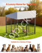 Lauko šunų voljeras 1,12 x 1,15 x 1,25 m (su vandeniui atspariu stogeliu) - Image 4