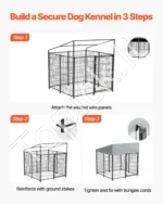 Lauko šunų voljeras 1,12 x 1,15 x 1,25 m (su vandeniui atspariu stogeliu) - Image 6