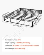 2010x1515x230 mm, lovos rėmas su skalbiamu audinio užvalkalu, metalinis rėmas dvigulės lovos dydžiui - Image 7