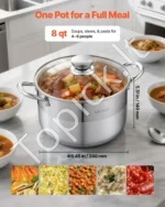 Nerūdijančio plieno puodas 7,6 l su stikliniu dangčiu - Image 5