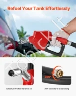 Nešiojamas dyzelino bakas, 220 l talpa ir 48 l/min srautas, benzino bakas su 12 V perkėlimo siurbliu ir 4 m gumine žarna - Image 5