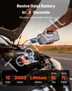Nešiojamas automobilio užvedėjas 3000 A, 16000 mAh, 12 V su išorine baterija ir žibintuvėliu - Image 2
