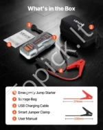 Nešiojamas automobilio užvedėjas 3000 A, 16000 mAh, 12 V su išorine baterija ir žibintuvėliu - Image 7