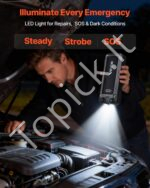 Nešiojamas automobilio užvedėjas 4000 A, 24000 mAh, 12 V su išorine baterija ir žibintuvėliu - Image 4