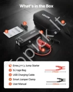 Nešiojamas automobilio užvedėjas 4000 A, 24000 mAh, 12 V su išorine baterija ir žibintuvėliu - Image 7