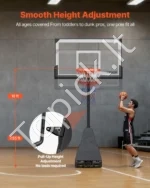Nešiojamas krepšinio stovas 2,3–3,05 m su 137 cm PC lenta ir ratais - Image 5