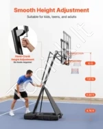 Nešiojamas krepšinio stovas 3,05 m su 127 cm PC lenta ir ratais - Image 5