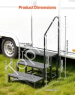 Nulipimo laipteliai kemperiui 3 pakopų, 300 kg su turėklu ir neslystančia danga - Image 3
