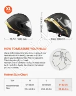 Pilno veido motociklininko šalmas XL dydžio su dvigubu skydeliu - Image 2
