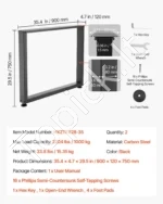 Plieninės stalo kojos 750 x 900 mm, rėminės, 2 vnt. iki 1000 kg - Image 5
