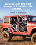 Plieninės vamzdinės pusės durys su veidrodėliais, 4 durų komplektas, tinka Jeep Wrangler JL / Gladiator JT - Image 2