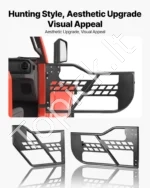 Plieninės vamzdinės pusės durys su veidrodėliais, 4 durų komplektas, tinka Jeep Wrangler JL / Gladiator JT - Image 7
