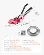 Plieninis pakavimo surišimo rinkinys 19 mm, 30,5 m su įtempikliu - Image 7
